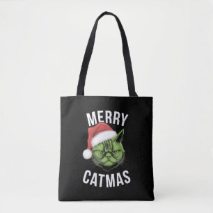 Tote Bag Merry Catmas Funny Amoureux de les chats Noël