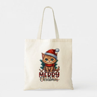 Tote Bag Merry Christmas Cat 2025