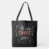Tote Bag Merry CHRISTmas Christian Red Christ Calligraphie (Devant)