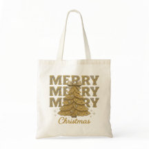 Merry Christmas Gold Christmas Tree