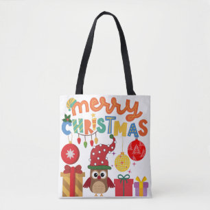 TOTE BAG MERRY CHRISTMAS PRÉSENTE DES LUMIÈRES PÈRE NOË