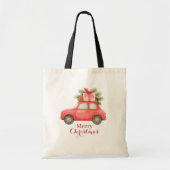 Tote Bag Merry Christmas Red Car – Personalized Holiday (Devant)