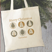 Tote Bag Merry Christmas Trees Elegant