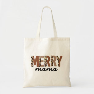 Tote Bag "Merry Mama" Bloc de couleur moderne Leopard Boho