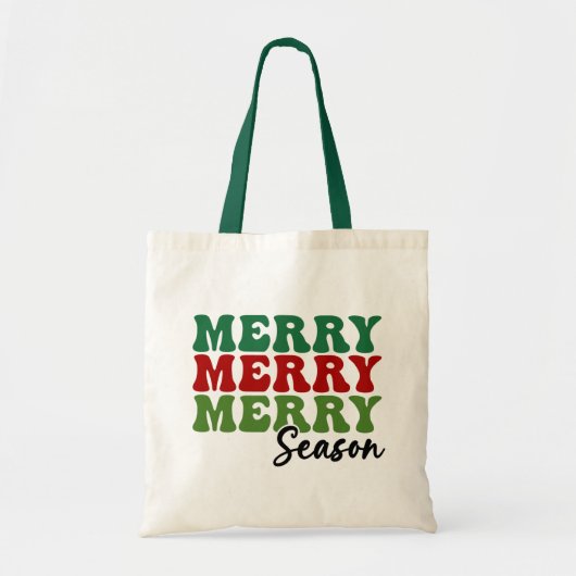 Tote Bag Merry Merry Merry Saison - Retro Holiday Art (Devant)