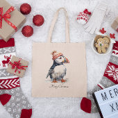 Tote Bag Merry Puffin, personnalisé