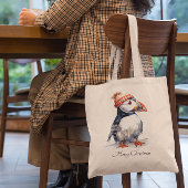 Tote Bag Merry Puffin, personnalisé