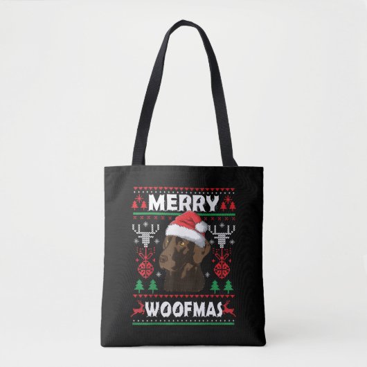 Tote Bag Merry Woofmas Chocolat Noël Labrador Lover (Devant)