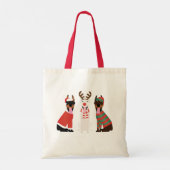 Tote Bag Merry Woofmas Dobermann Chiens de Noël (Dos)