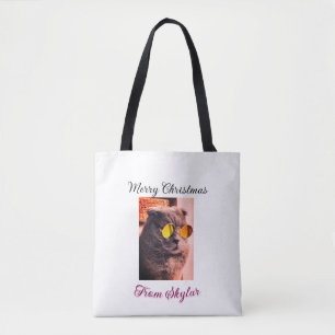 Tote Bag Merveilleux chien de chat de Noël animal de compag