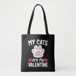 Tote Bag Mes chats sont ma Saint-Valentin Drôle Amoureux de