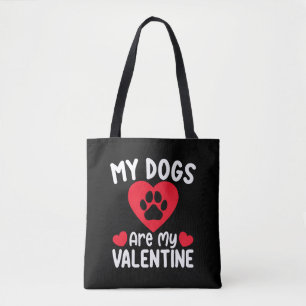 Tote Bag Mes chiens sont ma Saint-Valentin Amoureux des ani
