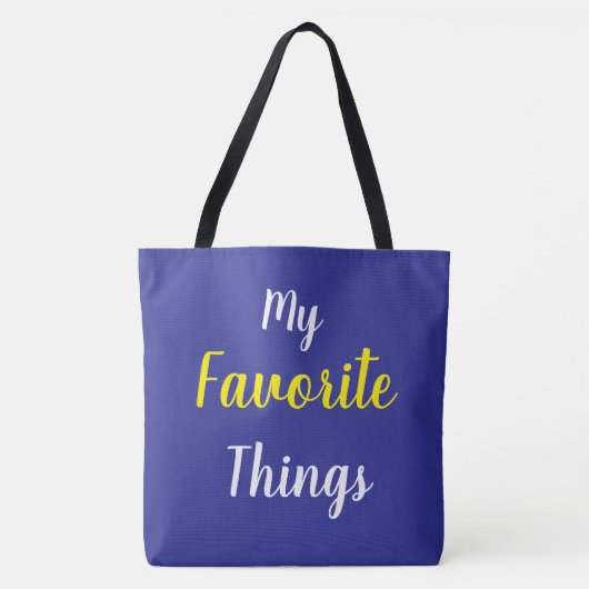 Tote Bag Mes choses préférées bleues (Devant)