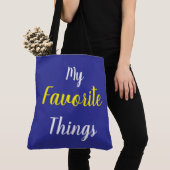 Tote Bag Mes choses préférées bleues (De près)