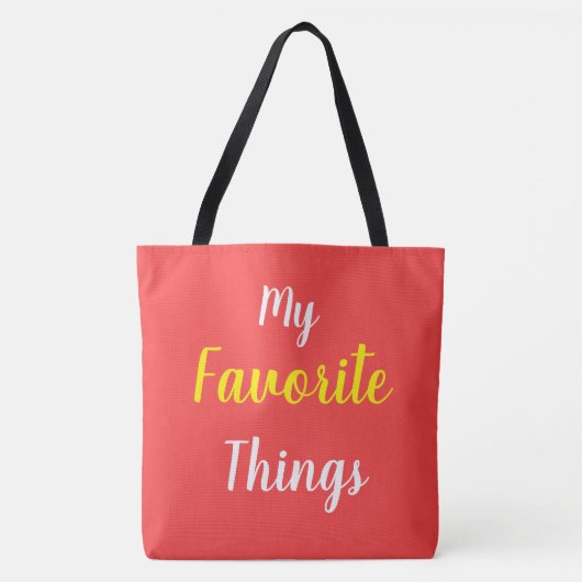Tote Bag Mes choses préférées rouges (Devant)