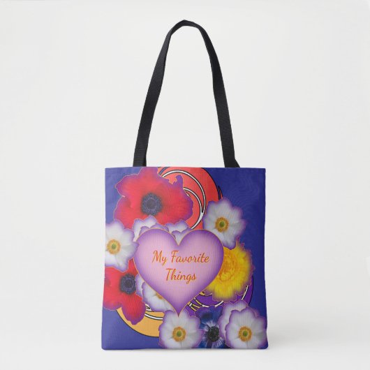 Tote Bag Mes Objets Préférés Fleurs Bleues (Devant)