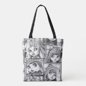 Tote Bag Mes poupées patchwork noires et blanches préférées (Dos)