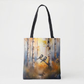 Tote Bag Mésanges chanteuses dans une forêt automnale (Devant)