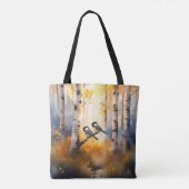 Tote Bag Mésanges chanteuses dans une forêt automnale (Dos)