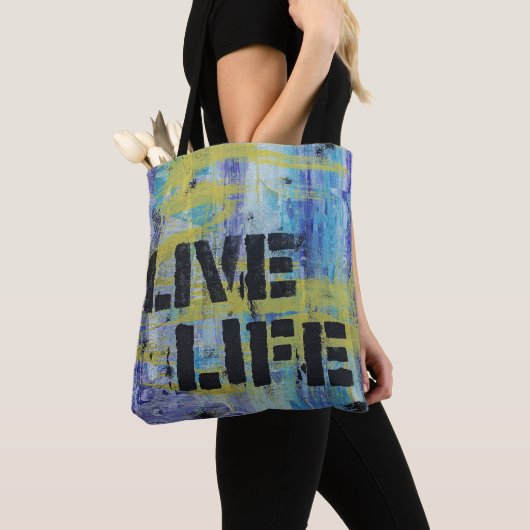 Tote Bag Message Abstrait Live Life (De près)