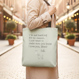 Tote Bag Message d'amour de teckel personnalisé vert sauge