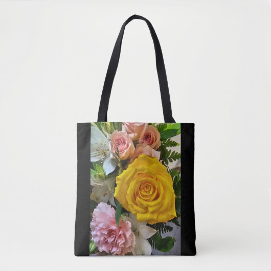 Tote Bag Message rose jaune (Devant)