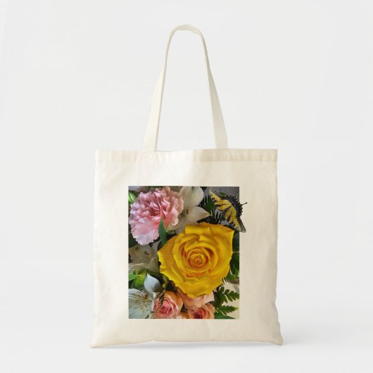 Tote Bag Message rose jaune (Devant)