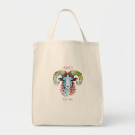 Tote Bag met Aangepaste Jaar Bloem Aries