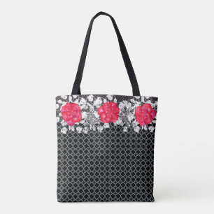 Tote Bag Métal, dentelle et Rose