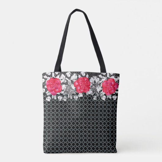 Tote Bag Métal, dentelle et Rose (Dos)