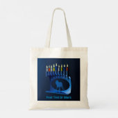 Tote Bag Métallurgique Bleu Chanukkah Menorah (Dos)