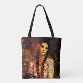 Tote Bag Mexicaine Vintage fille avec tresses longues (Dos)