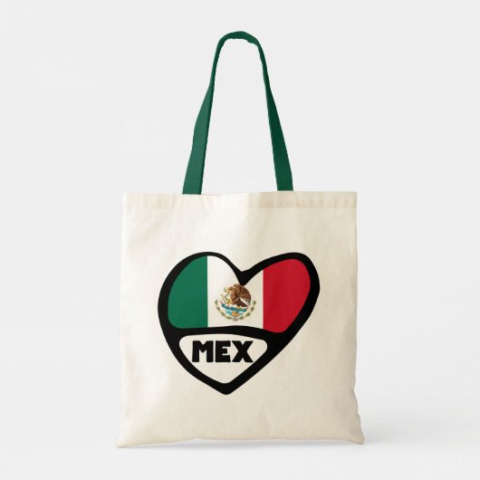 Tote Bag Mexique Code Pays Coeur Drapeau, MEX (Dos)