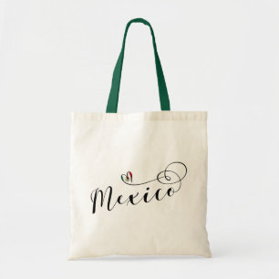 Tote Bag Mexique Drapeau Coeur, I Love Mexique