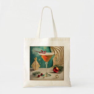 Tote Bag Mi-Siècle Cocktail de Noël Fête Happy Hour