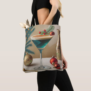 Tote Bag Mi-Siècle Cocktail de Noël Fête Happy Hour