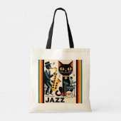 Tote Bag Mi siècle Jazz Age HepCat Chat Noir (Dos)