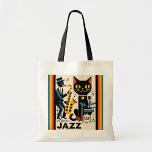 Tote Bag Mi siècle Jazz Age HepCat Chat Noir