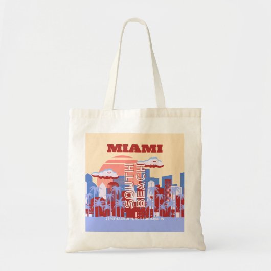 Tote Bag Miami Beach, Miami Travel Art, Retro (Devant)