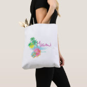 Tote Bag Miami, Floride, Palmiers, Fleurs, Cool (De près)