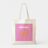 Tote Bag Miami, Miami Beach, Floride, Preppy, Rose, Orange (Dos)
