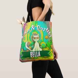 Tote Bag Miaou psychédélique & Détruire Chat personnalisé