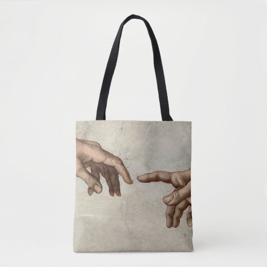 Tote Bag Michaelangelo mains création adam dieu (Devant)