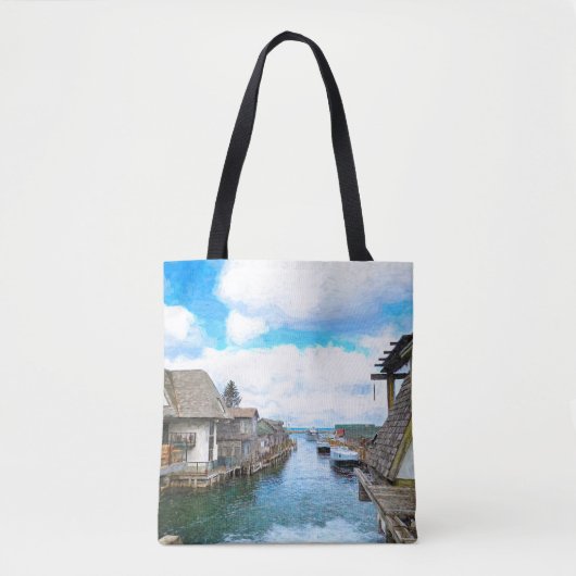 Tote Bag Michigan Fish Town Painting (Devant)