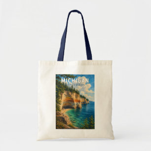 Tote Bag Michigan Illustration Voyage Art Vintage