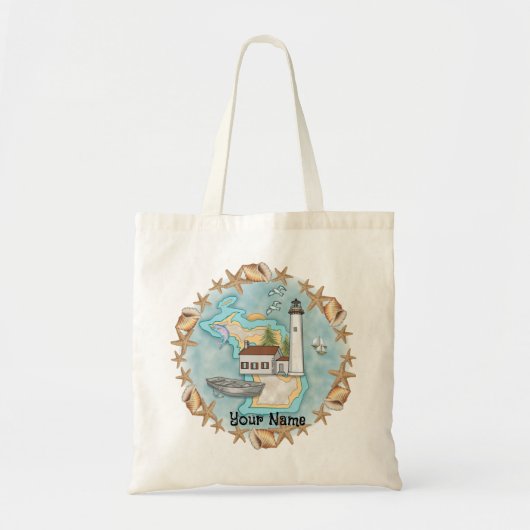 Tote Bag Michigan Shells Lighthouse  (Devant)