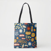 Tote Bag Microorganismes Bleu foncé : Motif de biologie (Devant)