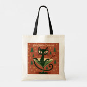 Tote Bag Mid Century Black Cat Merry Martini Christmas (Dos)