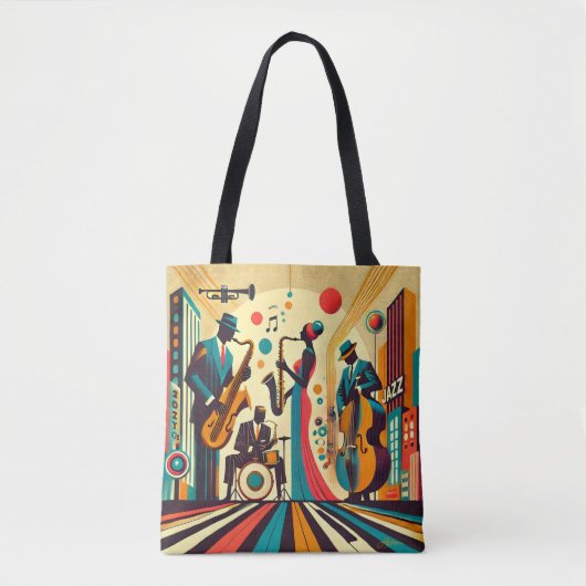 Tote Bag Mid Century Jazz Age Quartet (Devant)