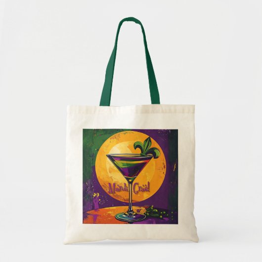 Tote Bag Mid Century Mardi Gras Sunset Fleur De Lis Martini (Devant)
